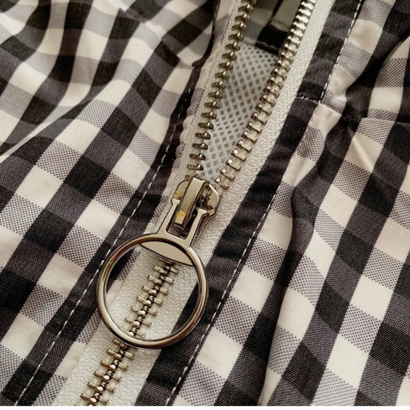 Gingham Windbreaker Style Zip Up Jacket - Picture 2 of 7